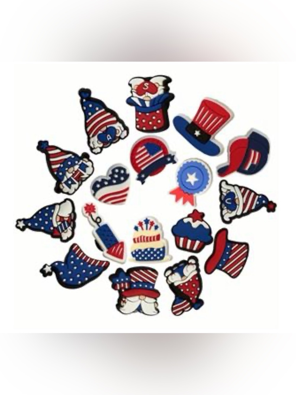 33 Pcs Cute Shoe Charms, USA Independence Day Themed NWT